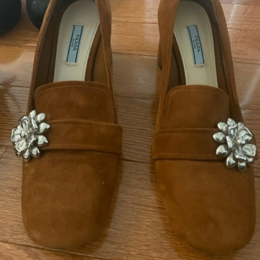 Prada Flower Block Heels